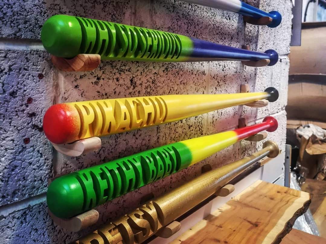 Painted Custom carved Baseball bat