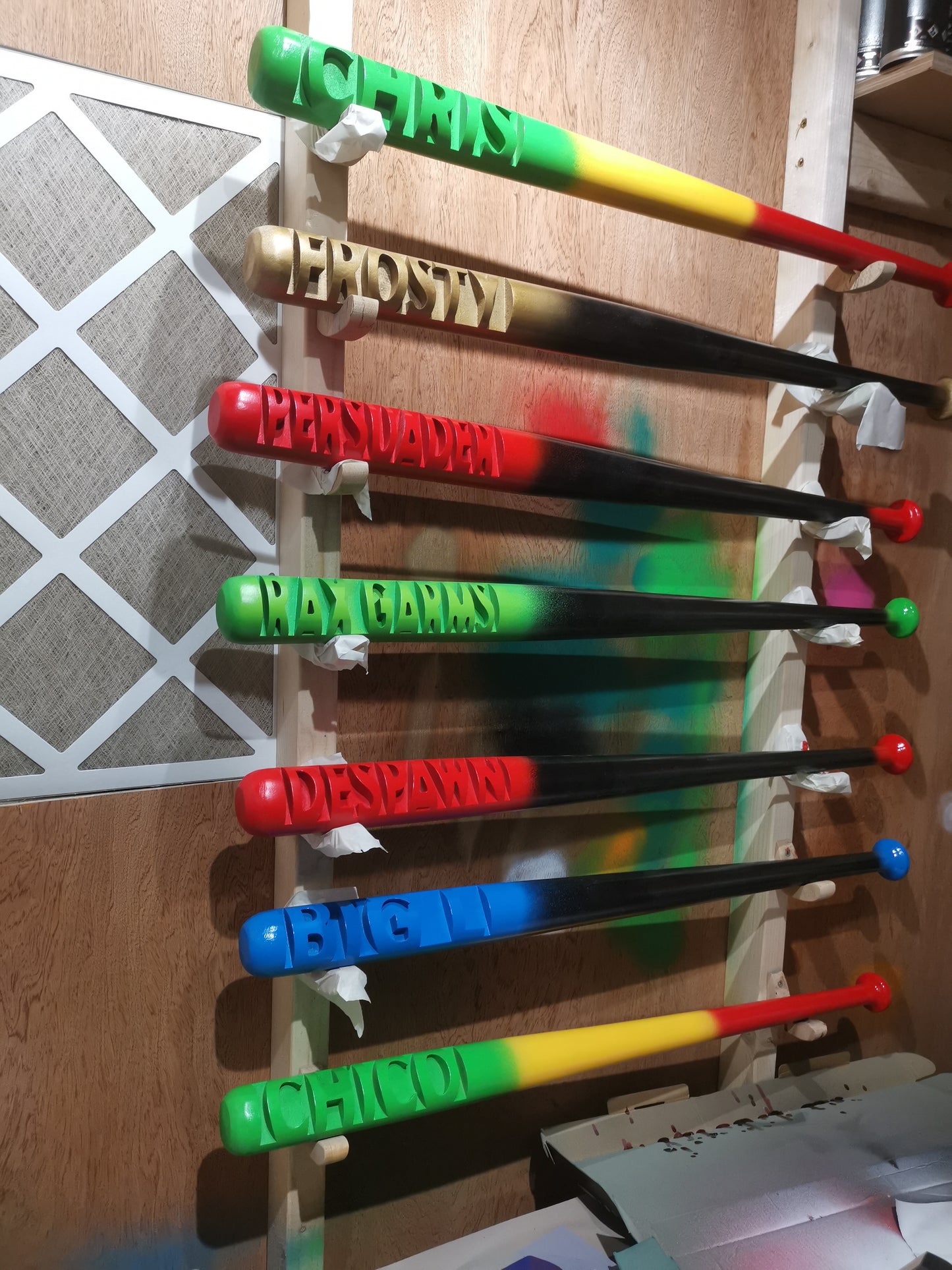 Painted Custom carved Baseball bat