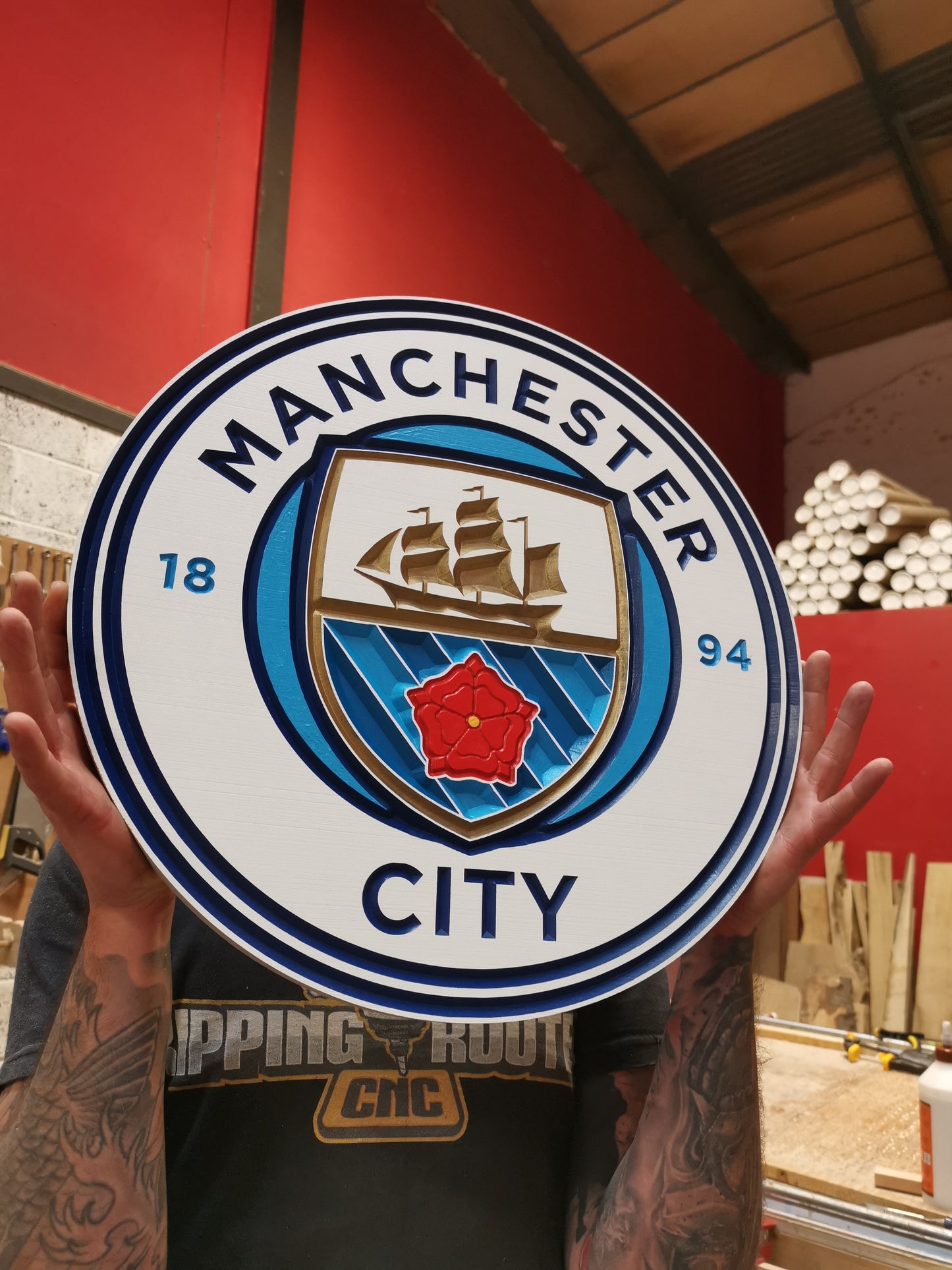 Manchester City Carved & painted team crest