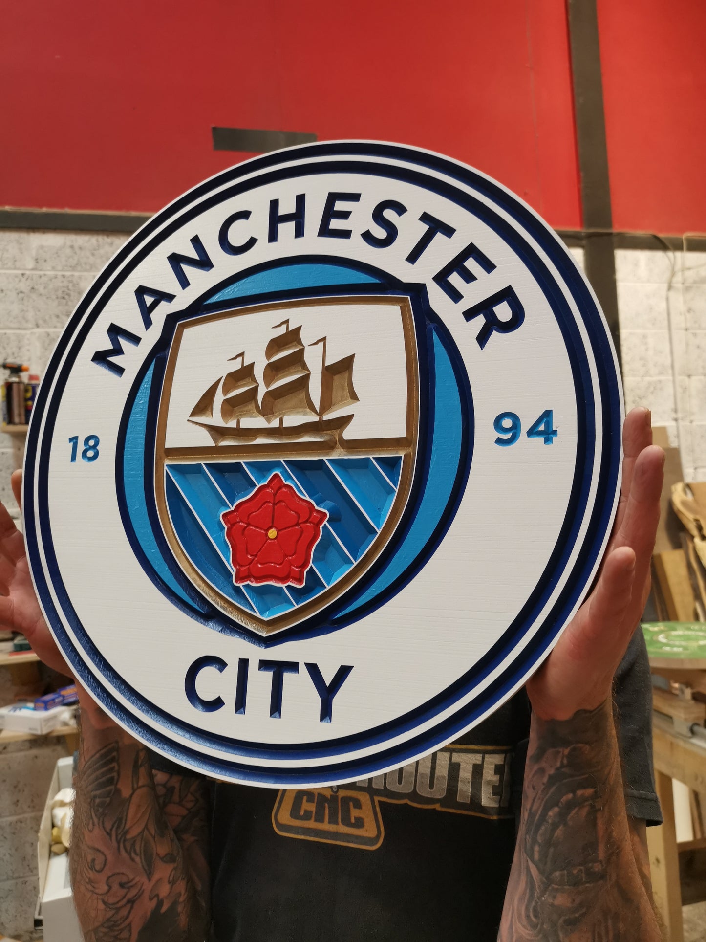 Manchester City Carved & painted team crest
