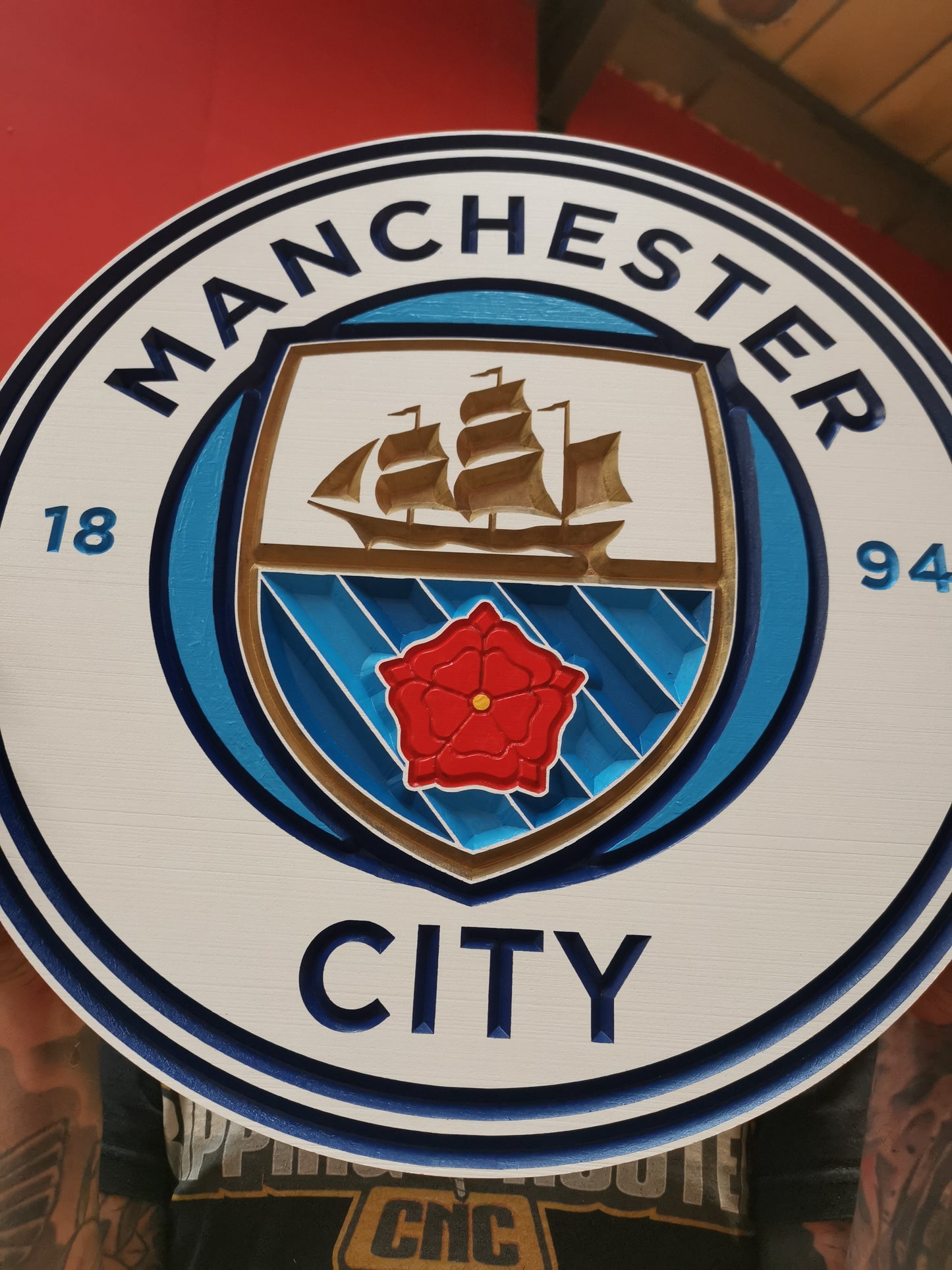 Manchester City Carved & painted team crest