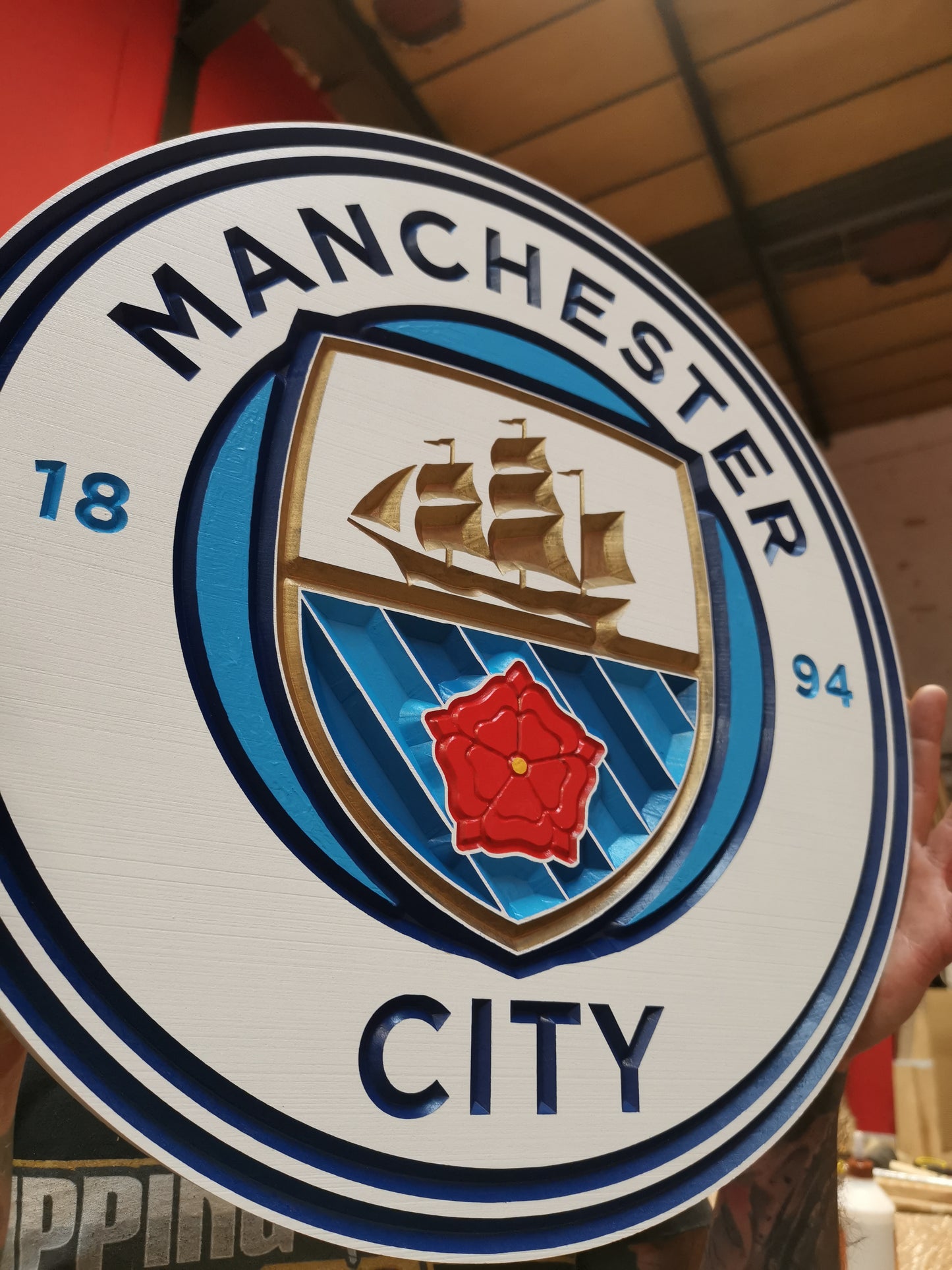 Manchester City Carved & painted team crest