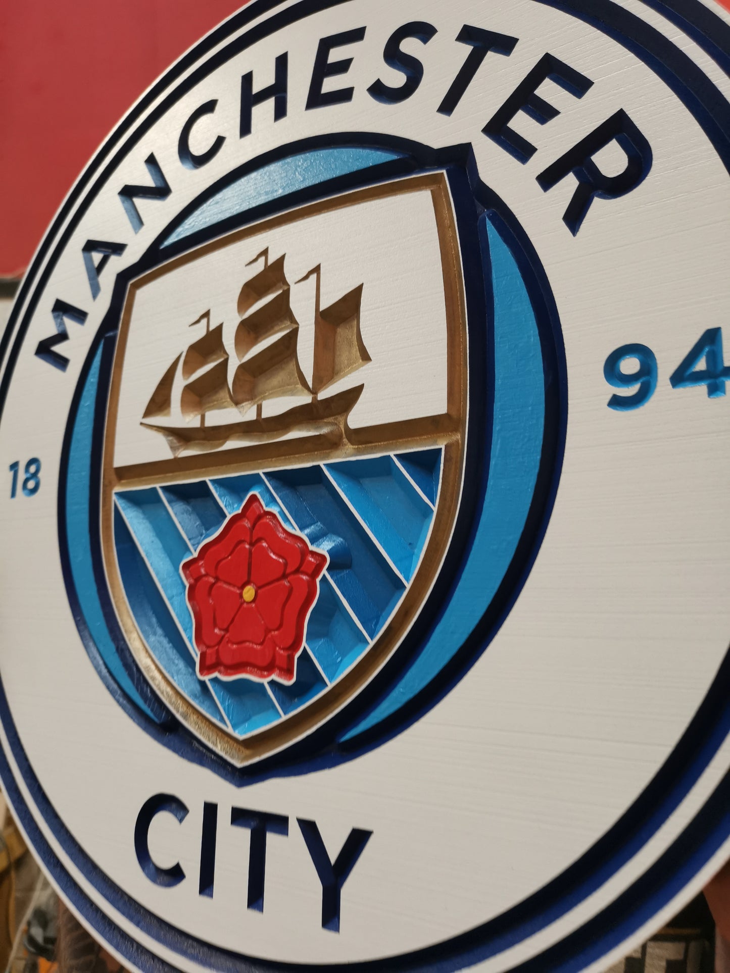 Manchester City Carved & painted team crest