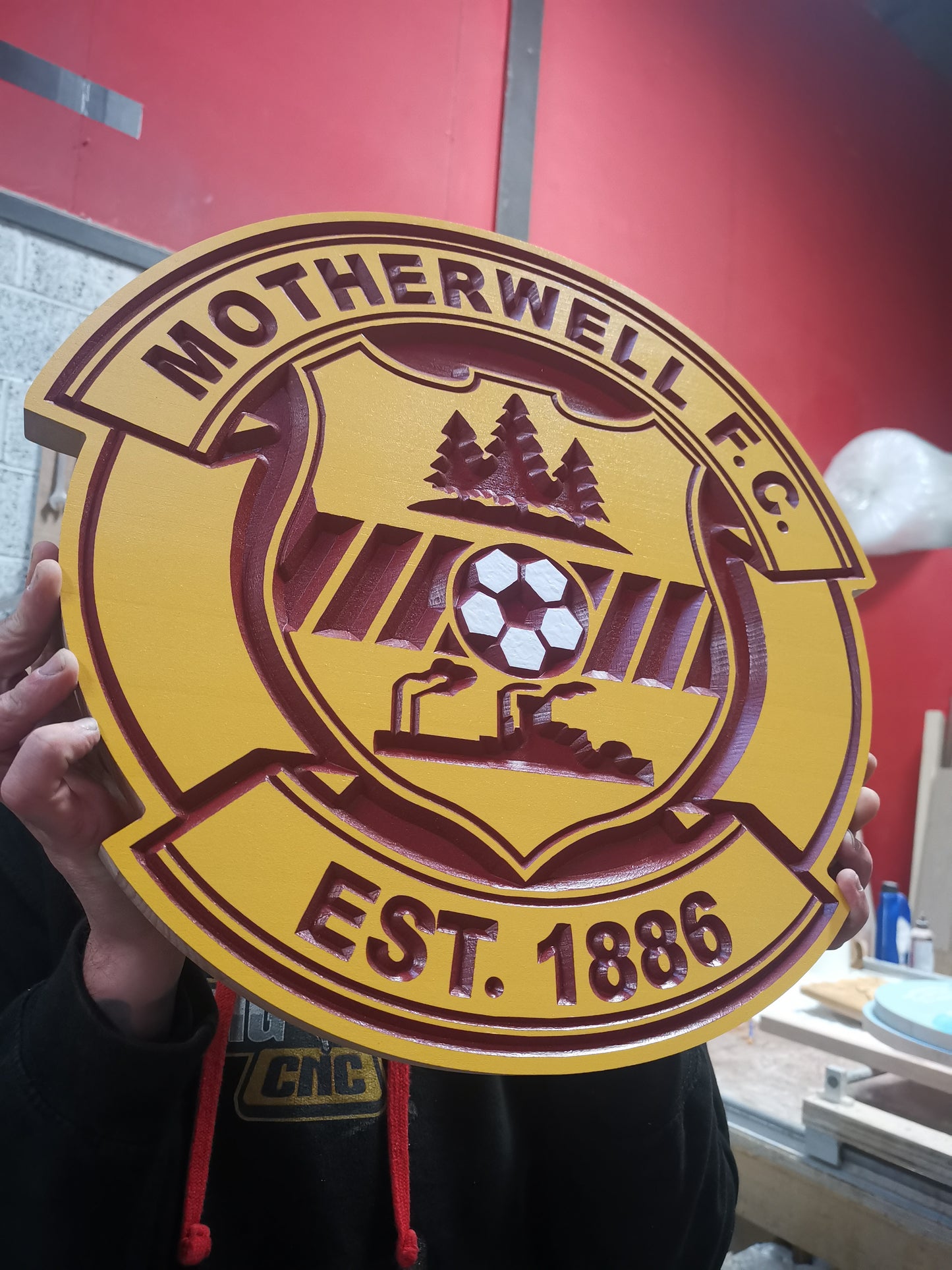Motherwell FC Carved & painted team crest