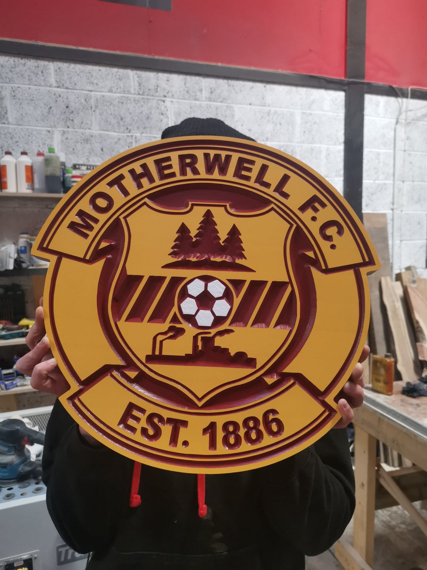 Motherwell FC Carved & painted team crest