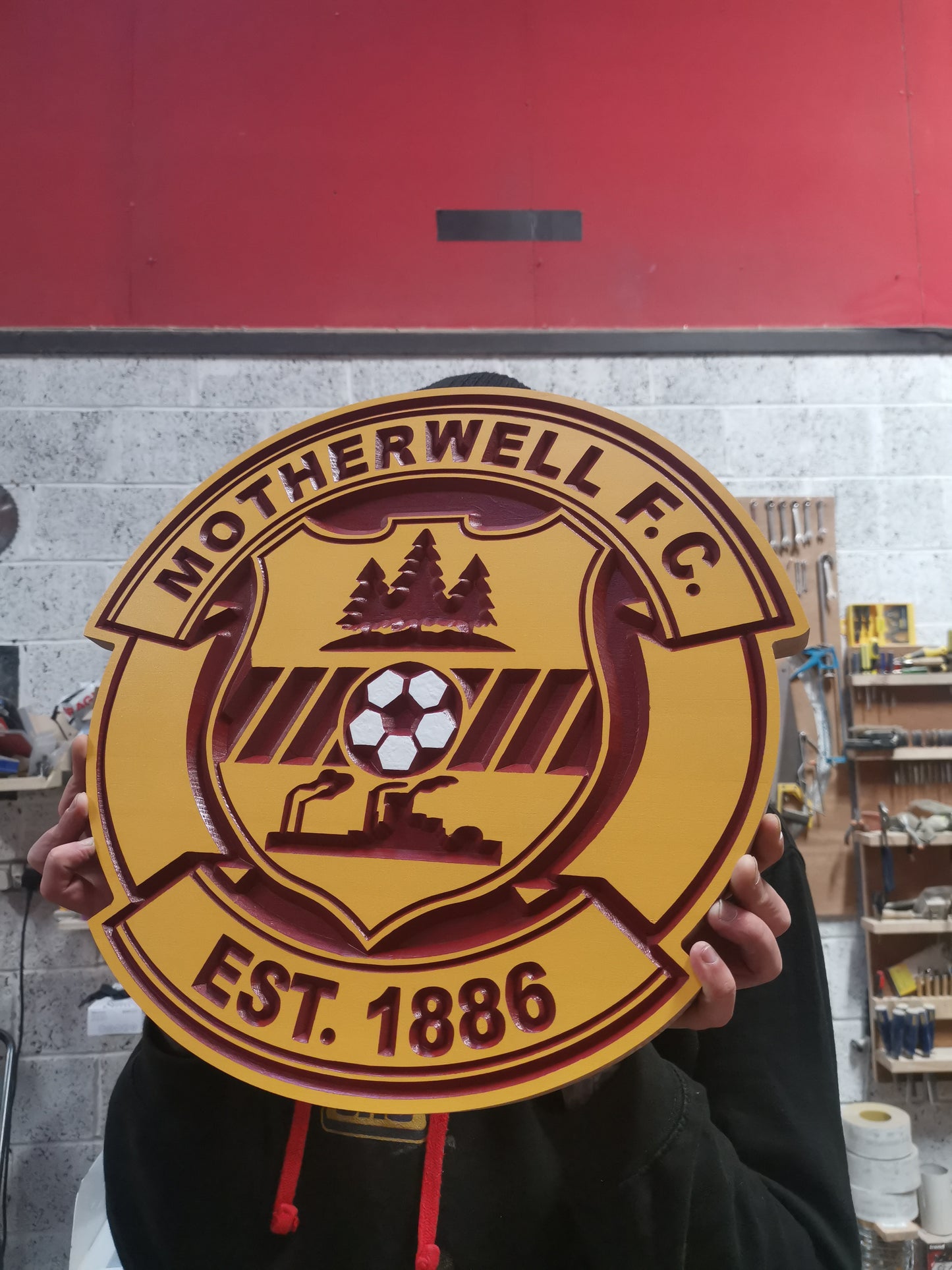 Motherwell FC Carved & painted team crest