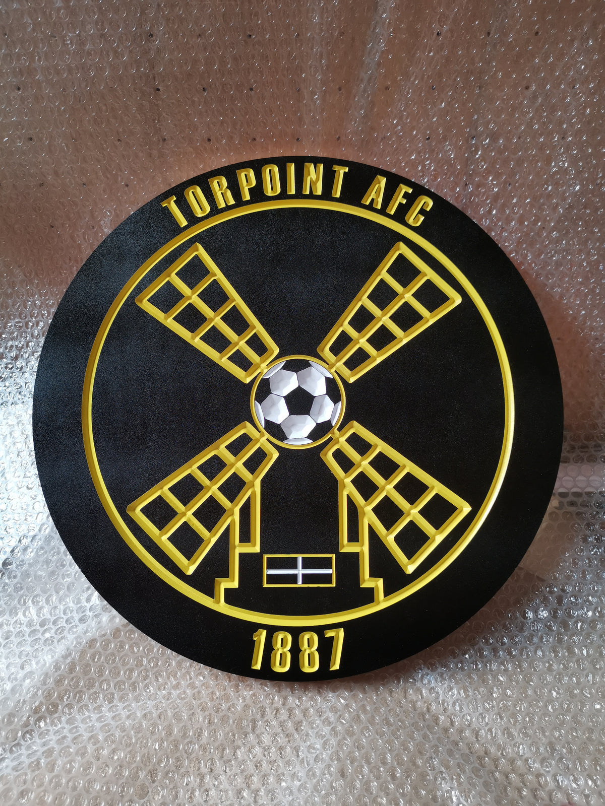 Torpoint Sign Torpoint AFC Carved & painted team crest – rippingrouter