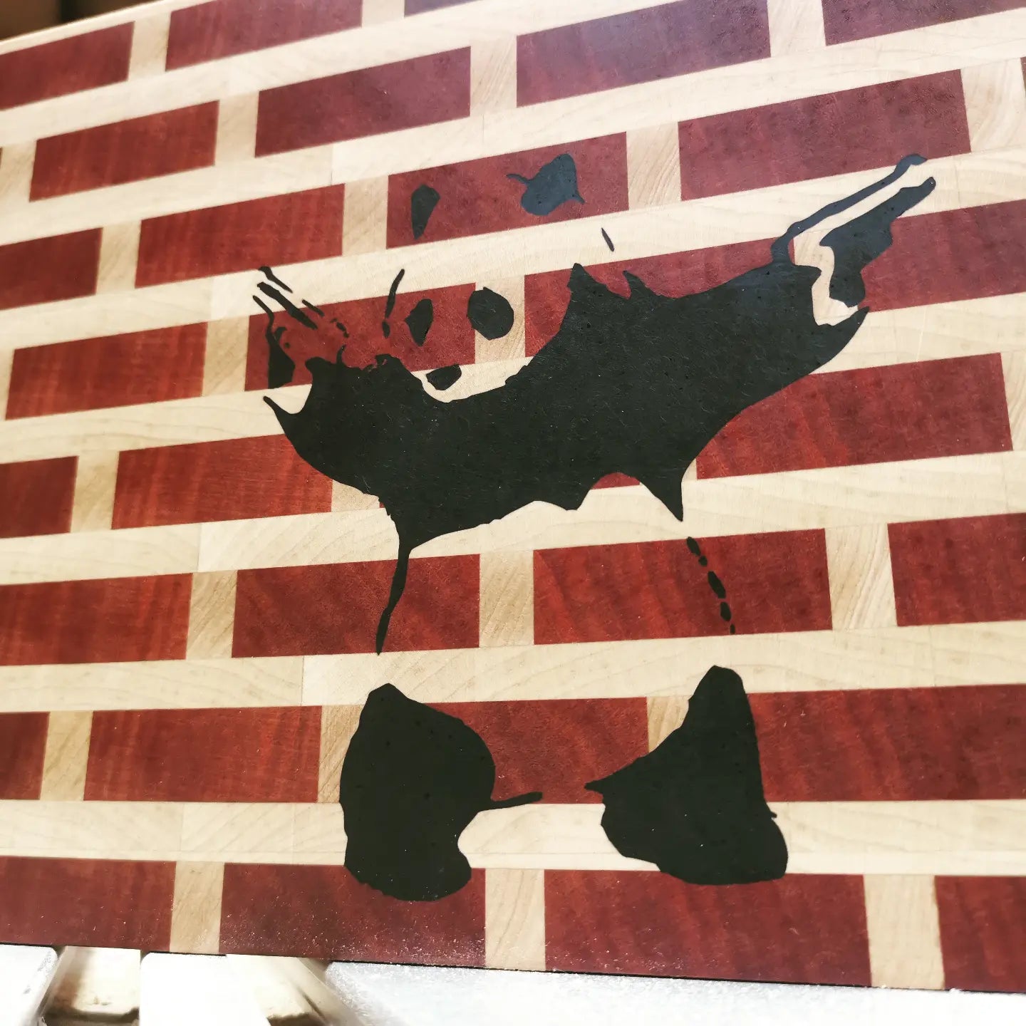 Banksy inspired brick graffiti Panda